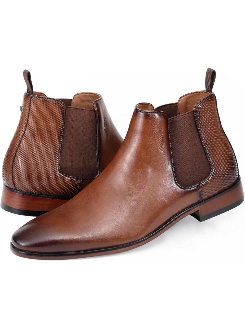 Tommy Hilfiger Sesame Chelsea Dress Leather Boots in Dark Natural Brown